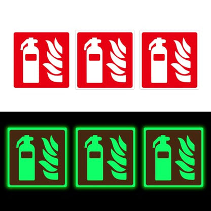 Fire Extinguisher Inside Sign Stickers,6 Pack Small Glow In The Dark - color: Fire Extinguisher 570