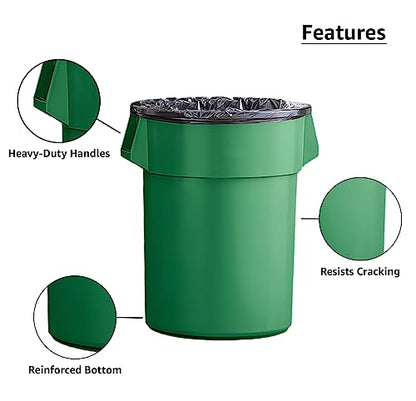 Set of 6 55 Gallon Round Commercial Trash Can, Industrial Recycling Bin, Durable Garbage Can, Ingredient Bin, Safe Food Container (Green) - color: Green