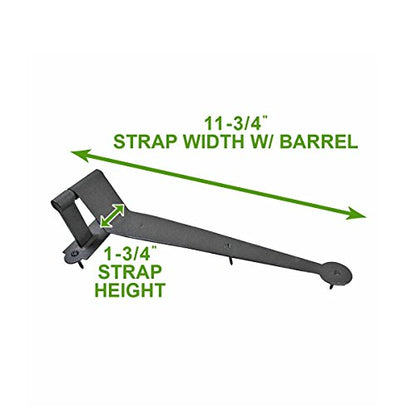 Renovators Supply Manufacturing Black Cast Iron Pintle Strap Hinges 11-3/4 Inch Offset Lift Off Shutter Gate Door Hardware RSF Rustic Colonial Reversible Hinges with Screws - size: Pack of 1