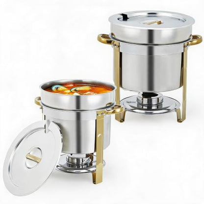 11L Stainless Steel 2-Piece Commercial Soup Warmer Kettle with Lid+Handles - size: 11 QT-2 Pcs