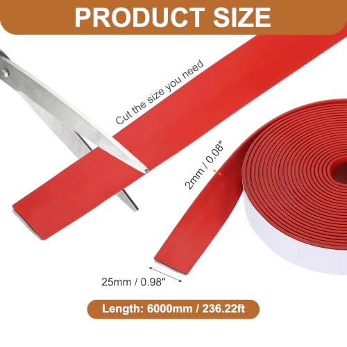 Smoke Fire Seal Strip 19.7 Feet 25mm/0.98" Wx2mm/0.08" T Red - color: Red, size: 19.7 FT x 25mm / 0.98" W x 2mm / 0.08" T