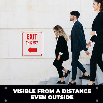 EXIT THIS WAY DIRECTIONAL UPWARD ARROW RED Aluminum Composite Outdoor Sign 20" x24" - color: Upward, size: 20" x24"