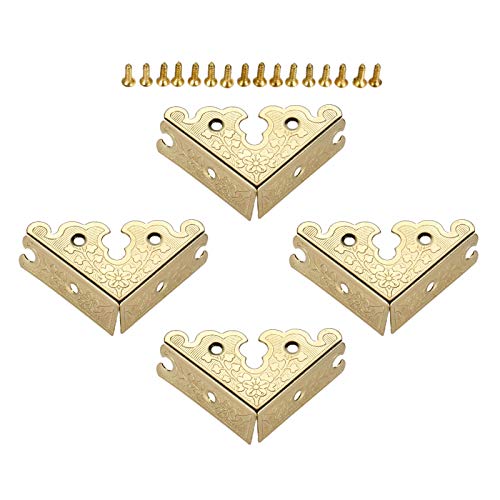 dophee 4Pcs Gold Decorative Metal Corner Covers Protectors 1.34"x1.34" - color: Gold