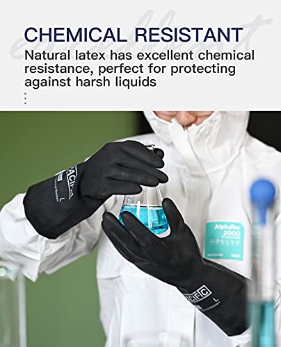 PACIFIC PPE 2 Pairs Chemical Resistant Gloves, Heavy Duty Industrial Rubber Gloves, Resist Acid, Alkali and Oil, 12.6", X-Large - color: 12.6"/Black (2 Pairs), size: XL/10