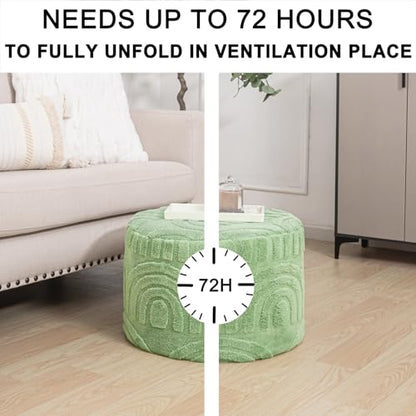 Asuprui Plush Pouf Ottoman Footrest,Foot Stools Ottoman,20"x14", Sage Green - color: Sage Green, size: 20"D x 20"W x 14"H