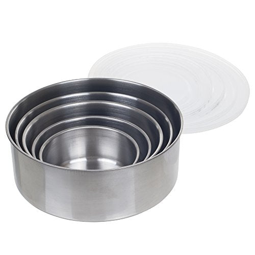 Classic Cuisine Stainless-Steel Bowls with Lids, 5-Piece-Set
