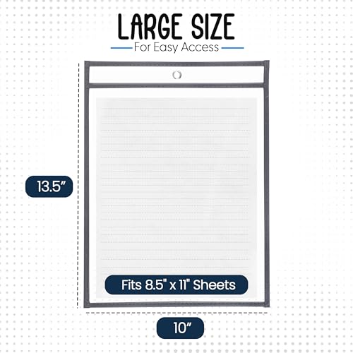 Essex Wares - 6 Pack, Dark Gray Dry Erase Pockets, 10" Wide x 13.5" Tall - color: Dark Gray