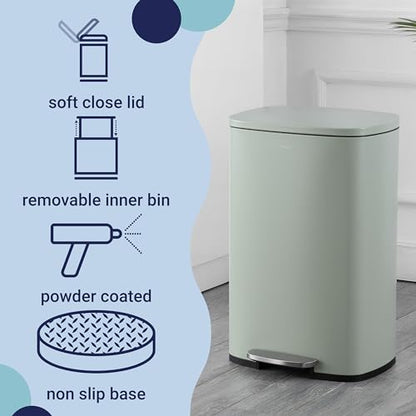 happimess Connor 2-Piece Iron Trash Can, Pistachio Gelato - color: Pistachio Gelato