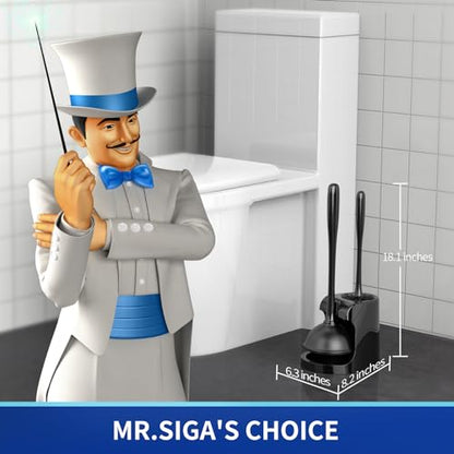 MR.SIGA Toilet Plunger and Bowl Brush Combo for Bathroom Cleaning, Black - color: Black