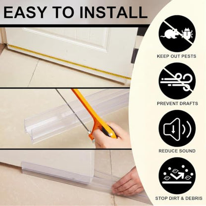 Yaocom 4strip 32" Vinyl U Shape Door Bottom Seal Slide on Door Sweep, Clear - color: Clear
