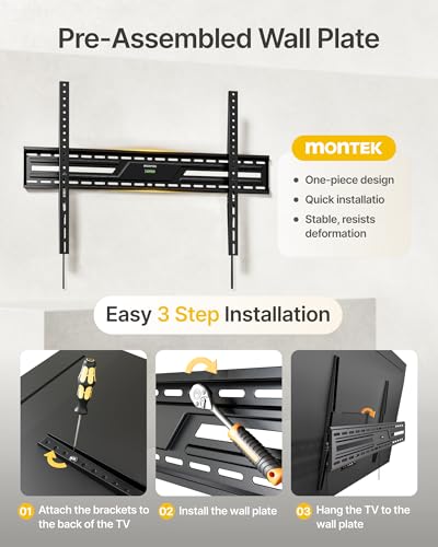 monTEK Heavy Duty Fixed TV Wall Mount for 50-100 Inch TVs up to 200 lbs - size: 50-100'' F