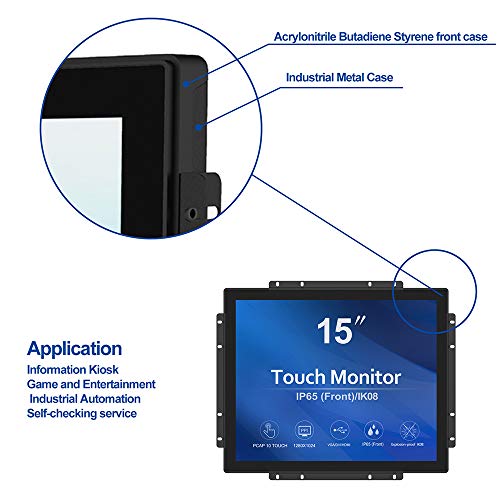 GreenTouch 15 Inch Open-Frame Touchscreen LCD Monitor - Capacitive PCAP -1024x768-5:4-Black… - size: 15 IN