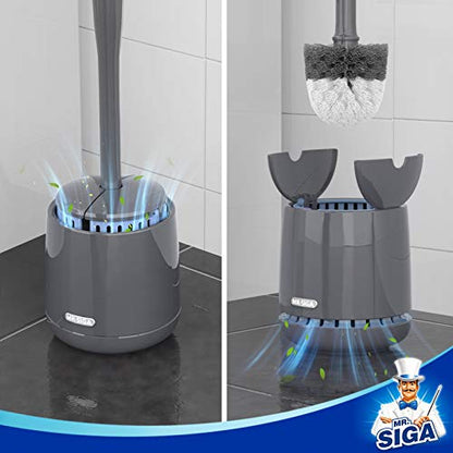 MR.SIGA Toilet Bowl Brush and Holder, Sturdy Long Handle, Gray, 12 Pack - color: Gray, size: One Size (Pack of 12)