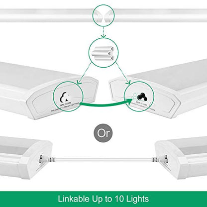 FAITHSAIL Linkable 4FT LED Wraparound Light 40W Flush Mount Garage Shop Lights, 4400lm, 4000K, 4 Foot Linear Wrap Ceiling Lighting Fixture for Workshop Office Kitchen, Fluorescent Tube Replacement - size: 1 Pack