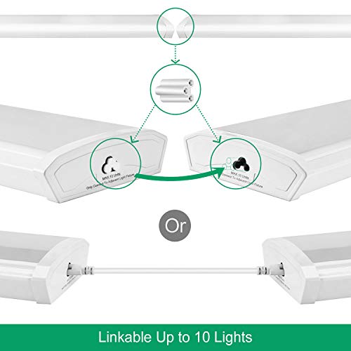 FAITHSAIL Linkable 4FT LED Wraparound Light 40W Flush Mount Garage Shop Lights, 4400lm, 4000K, 4 Foot Linear Wrap Ceiling Lighting Fixture for Workshop Office Kitchen, Fluorescent Tube Replacement - size: 1 Pack