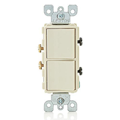 Leviton 15 Amp, 120/277 Volt, Decora Single-Pole, AC Combination Switch, Commercial Grade, Grounding, 5634-I, Light Almond - color: Light Almond