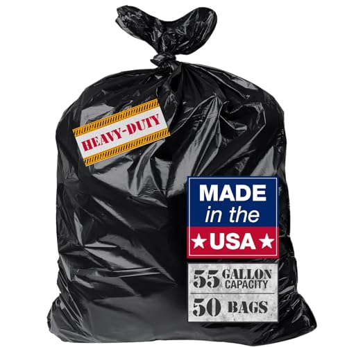 MaxiMite 55 Gallon Contractor Trash Bags Heavy Duty 3 Mil Black 37x53 50 Ct