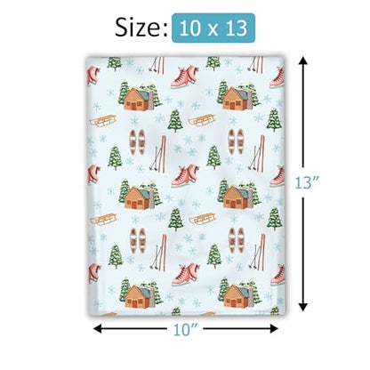 10x13 (100) Winter Snow Day Christmas Designer Poly Mailers Self Sealing Waterproof Shipping Envelopes Holiday Premium Printed Bags For Small Businesses - color: Snow Day, size: 10x13