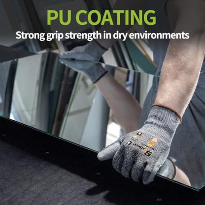 Schwer 12 Pairs ANSI A4 Cut Resistant Gloves, Wear Resistant, CR3011, M - color: Grey A4, size: Medium
