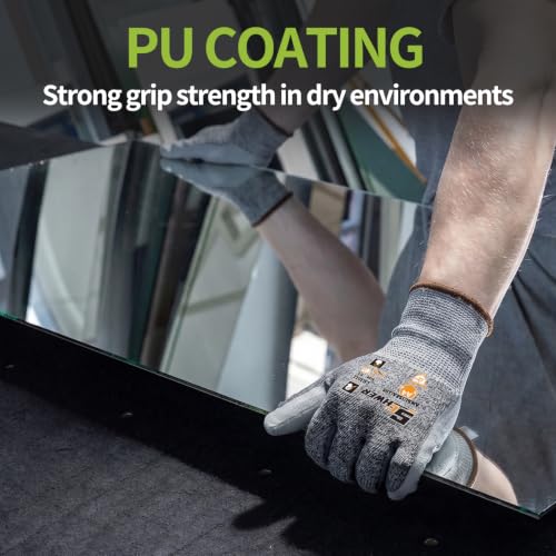Schwer 12 Pairs ANSI A4 Cut Resistant Gloves, Wear Resistant, CR3011, XL - color: Grey A4, size: X-Large