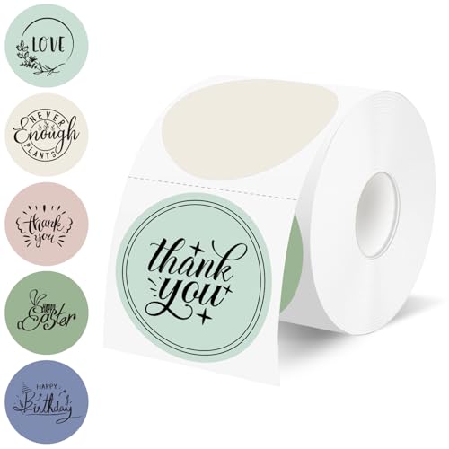 500 Labels/Roll 2" Morandi Round Thermal Labels, Waterproof Circle Blank Thermal Sticker Compatible with Direct Thermal Label Printers for DIY Logo Designs, Thank You, Small Business - color: Morandi Gradient, size: 2 Inch