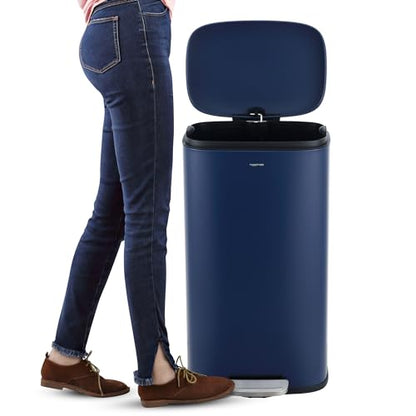 happimess Connor 2-Piece Iron Trash Can, Denim Blue - color: Denim Blue