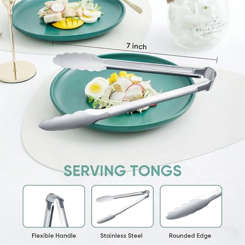 12 Pack Buffet Tongs Serving Tongs Stainless steel Kitchen Tongs 7inch - color: Silver, size: 7inch