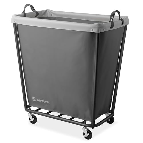 Dryser Large Commercial Heavy-Duty Rolling Laundry Hamper, Steel Frame Cart on Wheels with Removable Canvas Bin for Hotel or Home - Gray - color: Grey, size: Large