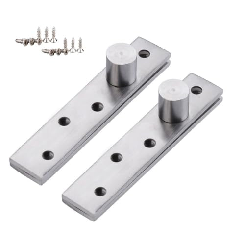 360 Degree Door Pivot Hinge, Tiberham 2Pcs Stainless Steel Rotation Hidden Door Centre Shaft Pivot Hinges, Heavy Duty Concealed Rotating Door Hinge with Fixing Screws (3 x 0.7 Inches)