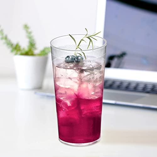 Amazing Abby - Cafely - 16-Ounce Plastic Tumblers (Set of 8), Plastic Drinking Glasses, Restaurant-Style Tumblers, Commercial-Grade Cups, Stackable, BPA-Free, Shatter-Proof, Dishwasher-Safe, Clear - style: All-Clear, 16 oz