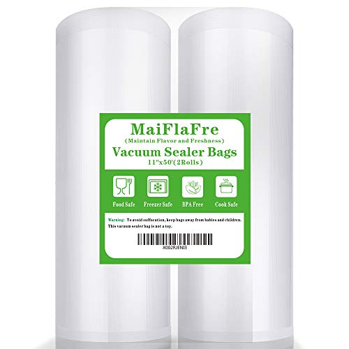 11"x50' 2 Pack Vacuum Sealer Bags Rolls for Food Storage - size: 11" x 50' Rolls (2Pack)