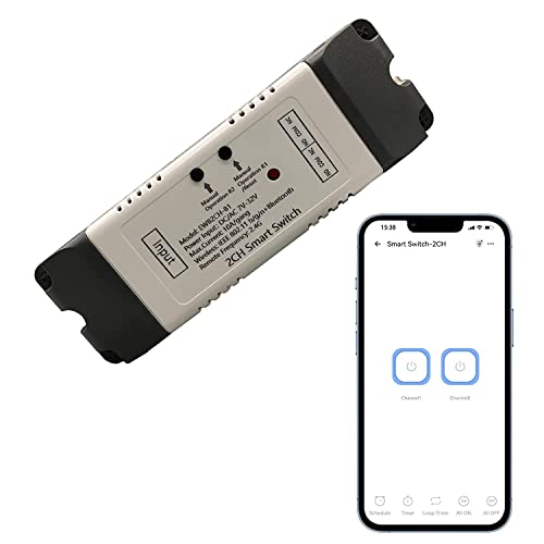 2 Channel EWelink Wireless Switch with Enclosure WiFi Switch Module Remote Control DIY Smart Home Bluetooth Relay 7-32V Power Input Compatible with Alexa Google Home - color: 2 Channel AC/DC7V-32V, size: Ewelink