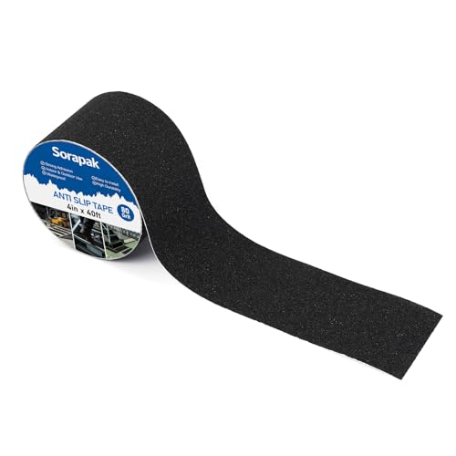 Heavy Duty 4in x 40ft Black Anti Slip Tape, 80 Grit Waterproof Non Skid Grip Tape Roll for Stairs, Ramps, Decks, Boat Decks, Floors, Warehouses & Outdoor Use - size: 4'' x 40 FT