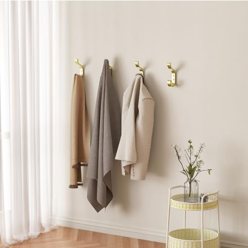 Coat Hooks Wall Mount,Heavy Duty Wall Hooks for Backpack,Towel,Gold 6 Pack - color: Gold, size: 6 Pack