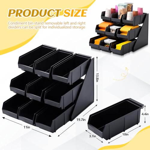 Novabright 9 Compartment Serve Condiment Bin Self Serve Condiment Packet - style: 9 Bin 3 Tier