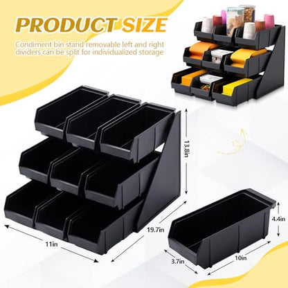 Novabright 9 Compartment Serve Condiment Bin Self Serve Condiment Packet - style: 9 Bin 3 Tier