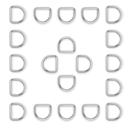 BEYOURD Metal D Rings, Heavy Duty 304 Stainless Steel Welded Dee Rings - color: Id 25mm, size: WD 5mm