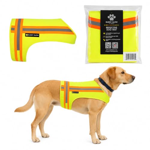 Reflective Dog Vest. High Visibility Yellow Safety Vest for Outdoors. Safeguard Your Dog with Easy to wear Adjustable and Breathable Reflective Gear (Medium) - size: Medium