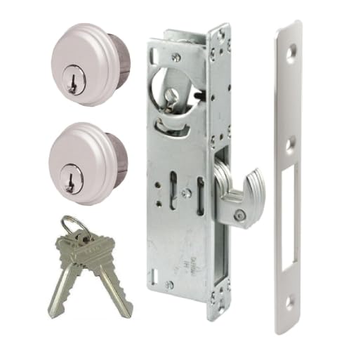 Keyed Hookbolt Set, Deadbolt, Double Keyed, Adams Rite, Aluminum 1-1/8" - color: Aluminum Silver, size: 1-1/8" Backset, style: Double Cylinder