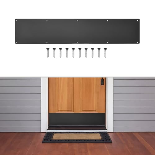1 Pcs Door Kick Plates - 6 x 34 Inches Door Push Plate (Black) - color: Black, size: 6 x 34 Inch