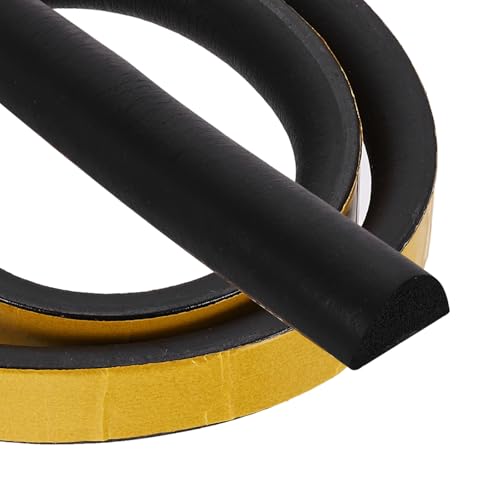 PATIKIL 3.3FT Solid Rubber Weather Stripping, 1" W x 3/5" H Self Adhesive D Shape EPDM Rubber Seal Strip Gasket for Door Frame Window Insulation RVs Furniture Cabinets, Black - size: 3.3FT x 1"W x 3/5"H