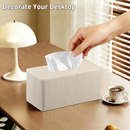 PUSU Extra Large Rectangular PU Leather Tissue Box Cover,Tissues Holder - color: Apricot