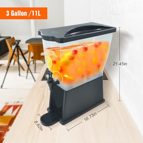 Hakka 3 Gallon Drink Dispenser, Commercial Beverage Dispenser for Parties 11L Tank with Stand and Spigot Catering Supplies for Cold Water Tea Milk - size: 3 Gallon