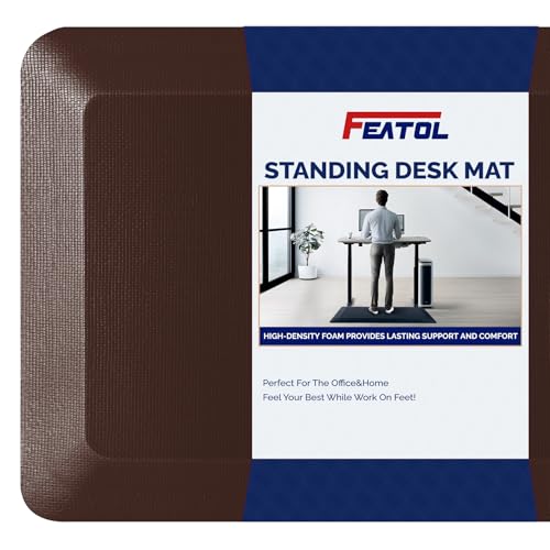 FEATOL Anti Fatigue Mat for Standing Desk & Kitchen Floor, 9/10 Extra Thick - color: Brown, size: 32"L x 20"W x 0.9"Th