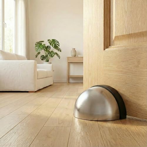 Magnetic Door Stop, Cushioning Bumper & Draft Hold, 2-Pack, Silver - color: Silver