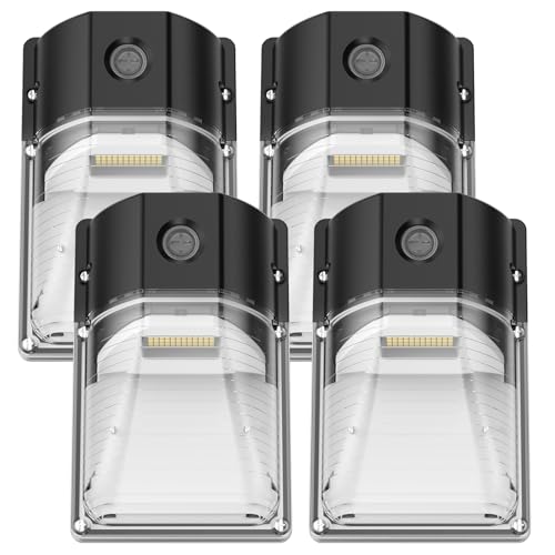 30W Mini LED Wall Pack Light with Dusk to Dawn Photocell, 5000K Wall Pack Light Outdoor Led, AC120V 3600LM Waterproof Outdoor Commercial Lighting Fixture for Garage, Warehouse, Garden, (4 Pack) - size: 4 Pack