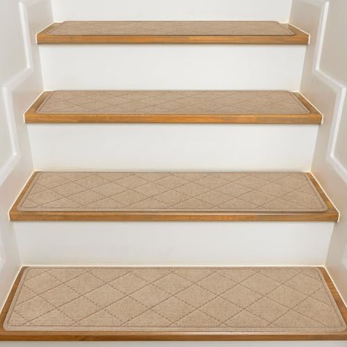 Stair Treads for Wooden Steps Indoor, KOOTETA 15 Pack 9" X 36" Non Slip - color: Beige, size: 9" x 36"