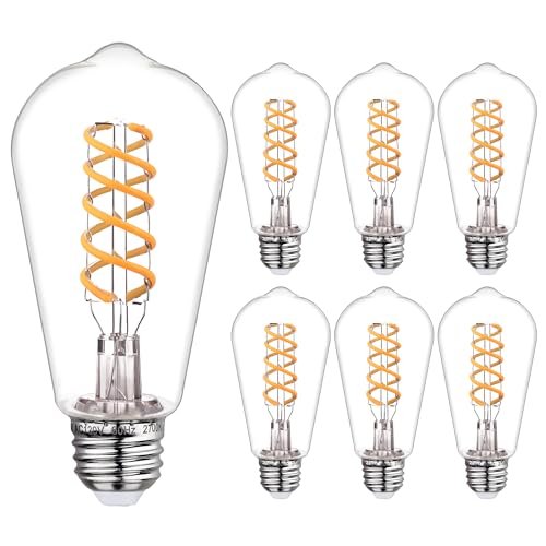 6 PCS ST58 Dimmable Spiral Vintage E26 LED Bulb 60 Watt LED Edison Bulbs - color: 2700k 6pack