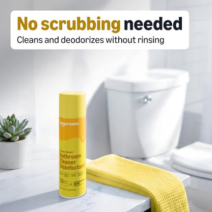 Amazon Basics Bathroom Cleaner Disinfectant, Foaming Action, Lemon Scent, 22 Oz, Pack Of 2