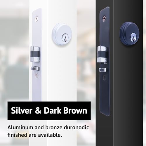 elox Narrow Stile Aluminum Door Mortise Deadlatch Lock Double Keyed Cylinder & 4 Keys, Handing Reversible, 1-1/2" Backset, in Bronze Duronodic Finish - color: DU